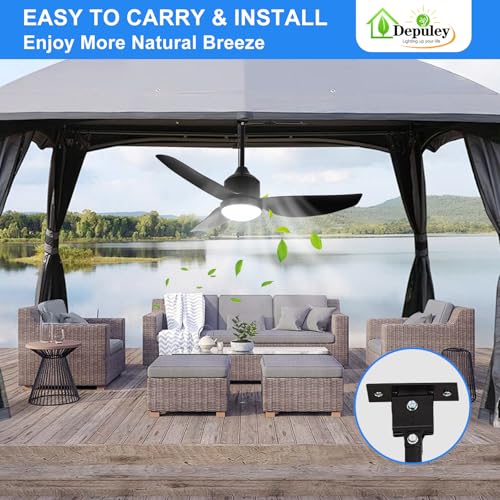 Depuley Outdoor Ceiling Fan with Lights: 42 Inch Black Waterproof Gazebo Fans with Light Outdoor Hanging - Plug in Remote App Control for Patios Pergola Porch Canopy - 6 Speed Reversible DC Motor by Depuley - Image 6