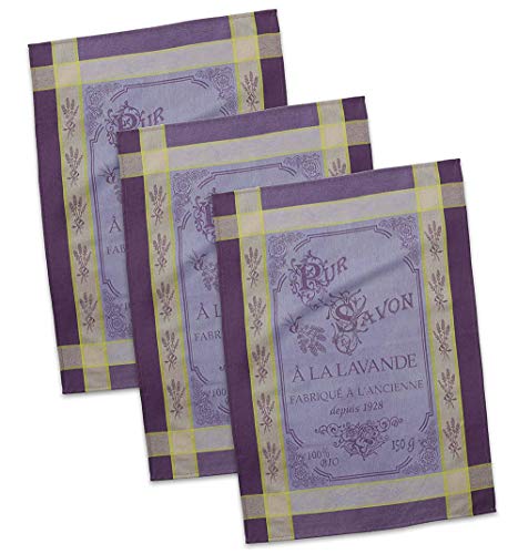 DII Jacquard Dishtowels French Style Tabletop Collection, Pure Savon, 20x28, Set of 3