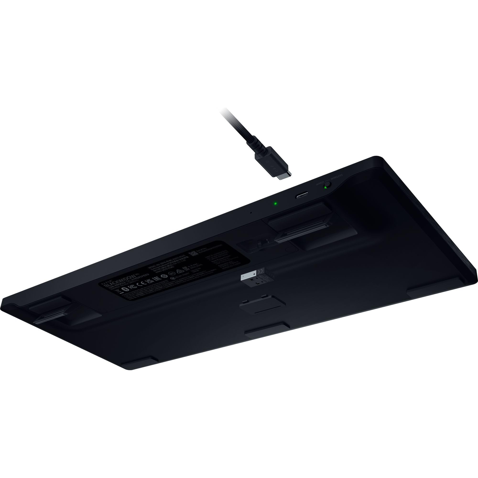Razer BlackWidow V4 Low Profile TKL HyperSpeed Tastiera da gioco wireless: interruttori meccanici gialli - 2,4 GHz wireless e Bluetooth - Rullo multifunzione - 3 pulsanti di controllo - lungo