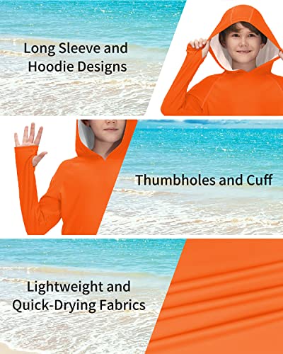 Besserbay Girls Orange Sun Protection Rash Guard Shirt Quick-Dry Hooded Swimming Sun Shirt For Big Boys 11-12 Years #TOP2