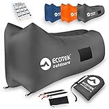 ECOTEK Outdoors Premium Inflatable Air Hammock Version 2.0 Lounge with Upgraded Fabric, Elastic Pockets, Aluminum Alloy Stakes, and Carry Bag
