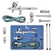 CNUALV 180K Airbrush Kit Dual Action Air Brush Kit Spray Gun Air Hose with 0.2mm/0.3mm/0.5mm Needle for Tattoo, Cake Decorating, Nail Beauty, Painting