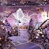Wedding Electric Butterfly Floor Lamp: Giant Moving LED Butterflies Decoration with Movement & Lights Up - Big Movable Butterfly Props with Flapping Wings - for Birthday Party (White Light, 23.6 IN)