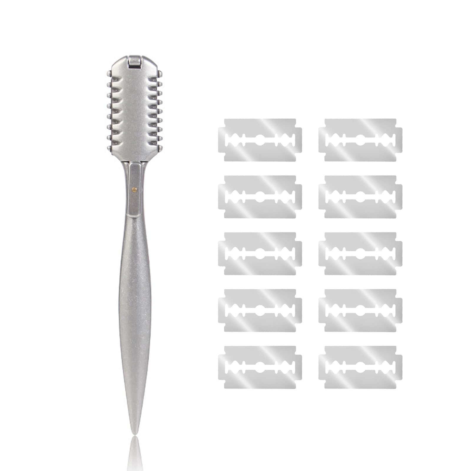Double-Edge Hair Razor Comb - Professional Styling Thinning and Texturizing Cutting Tool for Thin and Thick Hair Trimming and Styling (Silver)