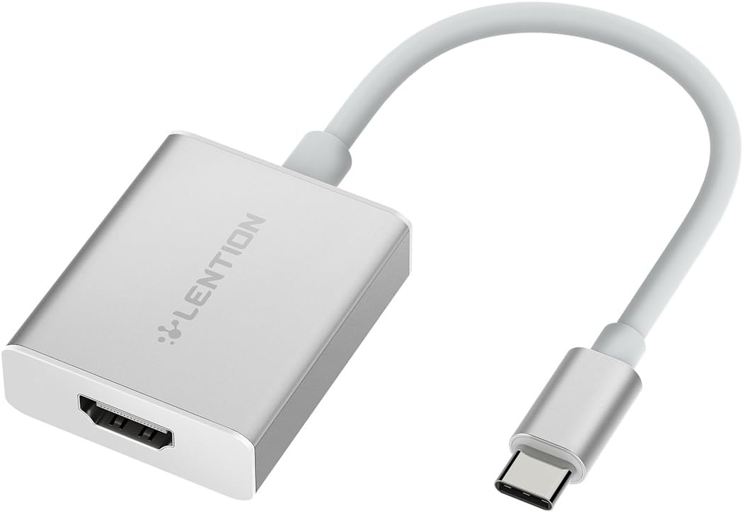 LENTION USB C to 4K HDMI Digital AV Adapter Compatible 2022-2016 MacBook Pro 13/14/15/16, New Mac Air/iPad/Surface, Samsung S21/S20/S10/Plus/Note, More, Stable Driver Certified (CB-4KHDMI, Silver)