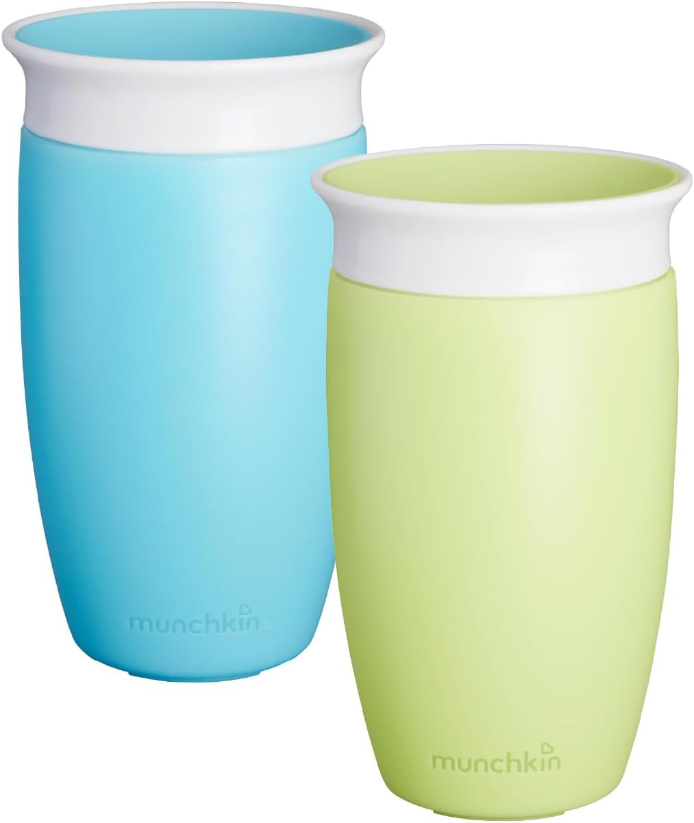 Miracle 360 Sippy Cup| Toddler Cup| BPA Free Baby & Toddler Cups| Non Spill Dishwasher Safe Leakproof | 12+ Months - 10oz/296ml| 2 Pack| Blue/Green