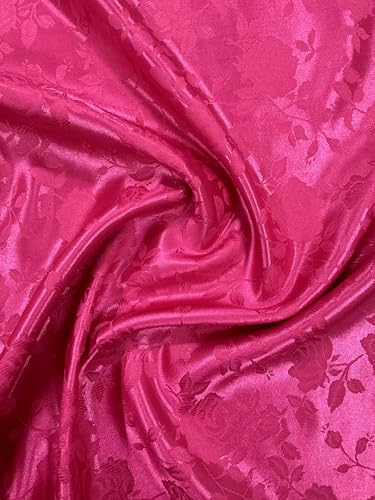 Sedona Designz 58" Wide Satin Jacquard Rose Brocade Fabric – 100% Polyester, Ideal for Dresses, Lingerie, and Tablecloths