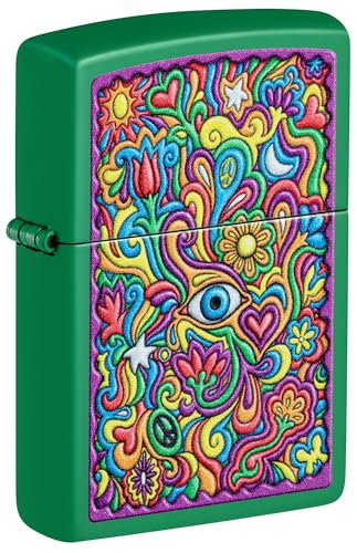 Image of Zippo Trippy Design Grass Green Matte,Windproof Pocket Lighter, Refillable, (BIS Certified)