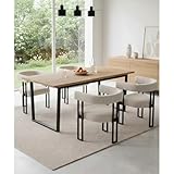 VIRRMO Boucle Dining Chair Set of 4 Corduroy Upholstered Dining Room Chairs Kitchen Chairs with Metal Legs Mid Century Modern Chair for Dining Room, Kitchen (Cream, 4)