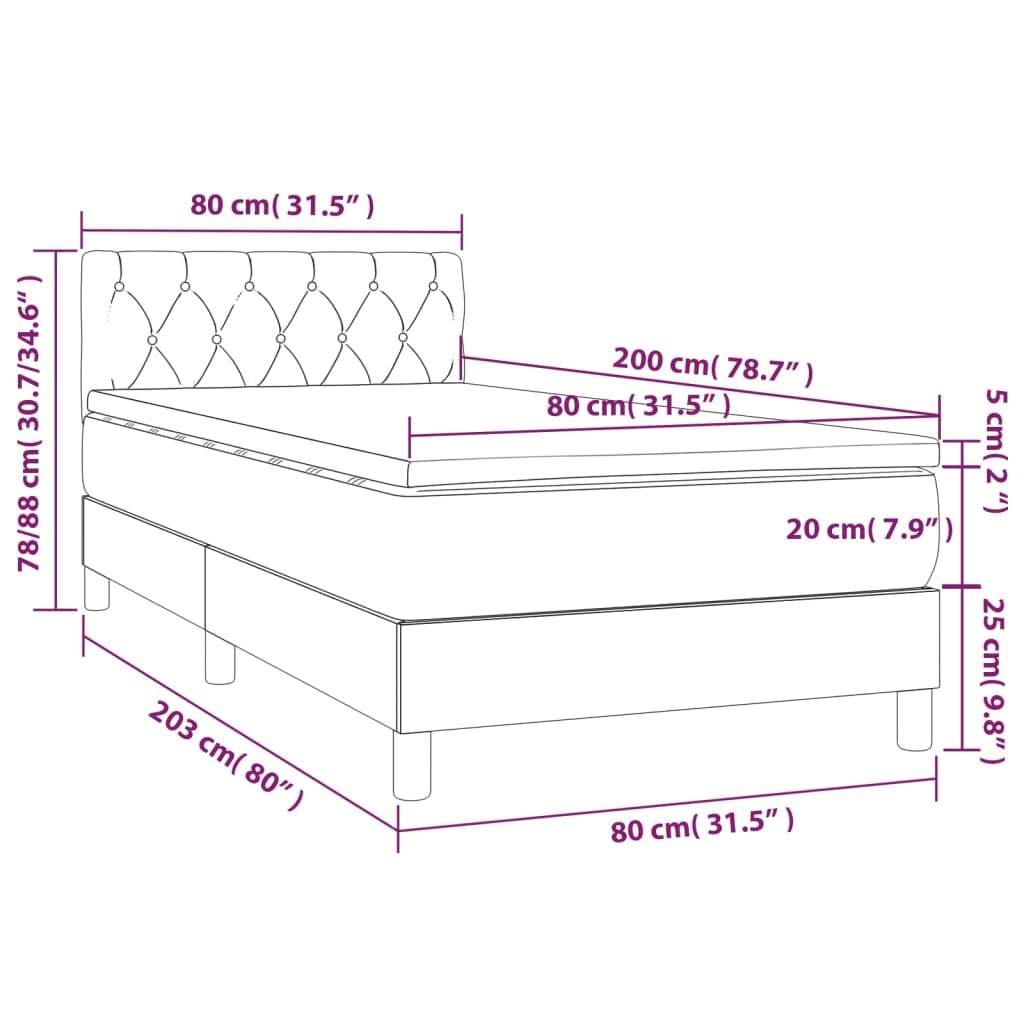 Sommier à lattes avec matelas LED Noir 80x200cm Tissu Lit complet ensemble réglable tête de lit bande lumineuse RGB matelas ressorts ensachés surmatelas mousse 5cm chambre adulte guest house
