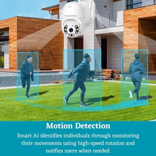 Image of securinnov 5MP WiFi Outdoor PTZ Security Camera | 360 View | Full HD | Color Night Vision | Motion Detection | Two Way Audio | Wireless CCTV Camera for Outdoor | Mobile App V380 Pro (PTZ)