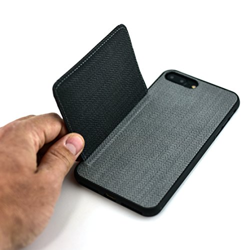 Dockem Flip Wallet Case for iPhone SE 2020, iPhone 8/7 - Synthetic Leather and TPU Bumper Wallet Case with Flap Kickstand and Textured Twill Canvas Styling, Elastic Slot for Multiple Cards