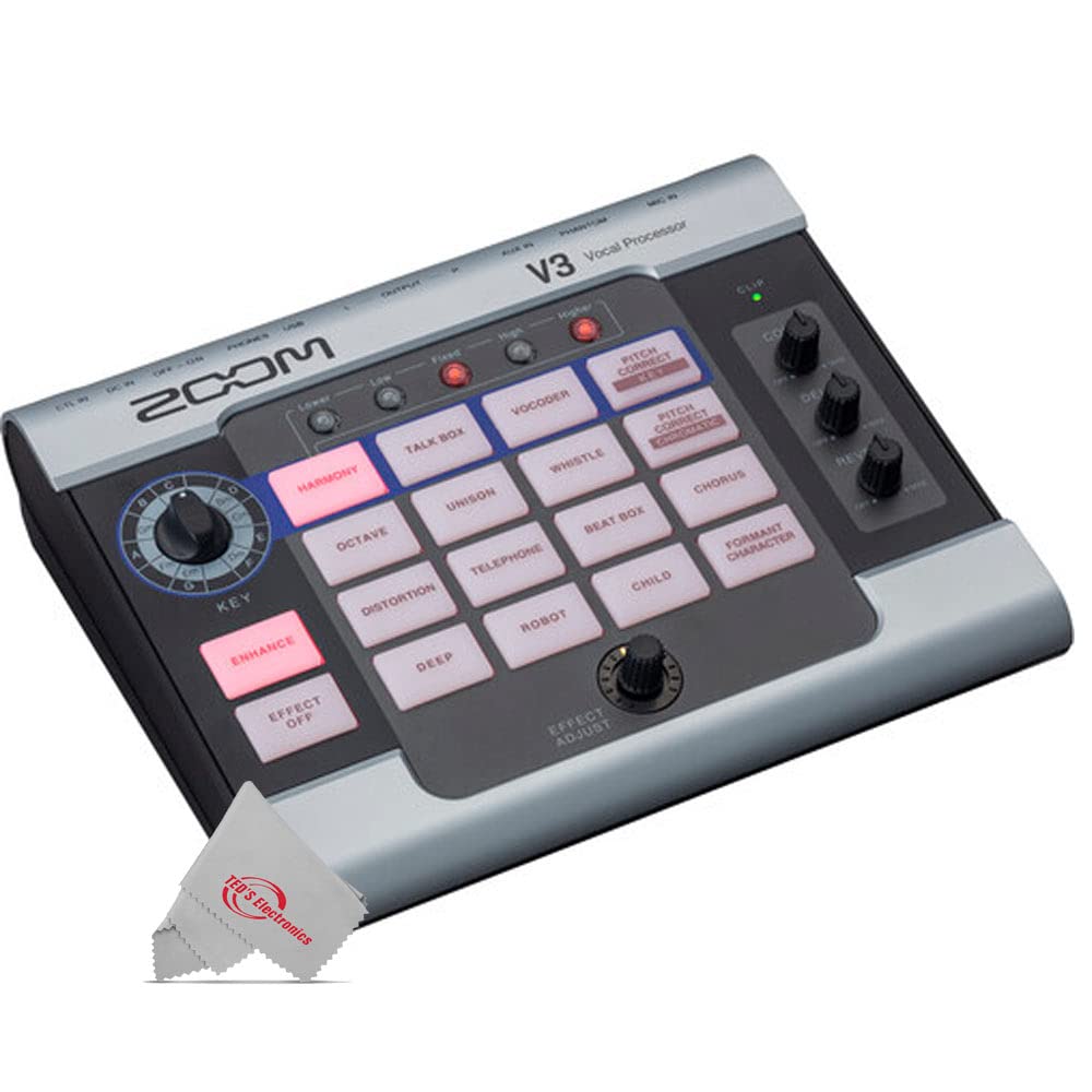 Zoom V3 Vocal Processor + Zoom SGV-6 Vocal Microphone for V6 And V3 Vocal Processors + Pig Hog PP9V Pig Power 9V DC 1000ma Power Supply