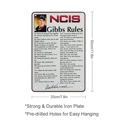 Kdly Ncis Gibbs Rules Leroy Jethro Gibbs Signature Funny 69 Rules Tin Metal Sign For Man Cave Shop Bar Pub Wall Decor 8X12 Inches #TOP1