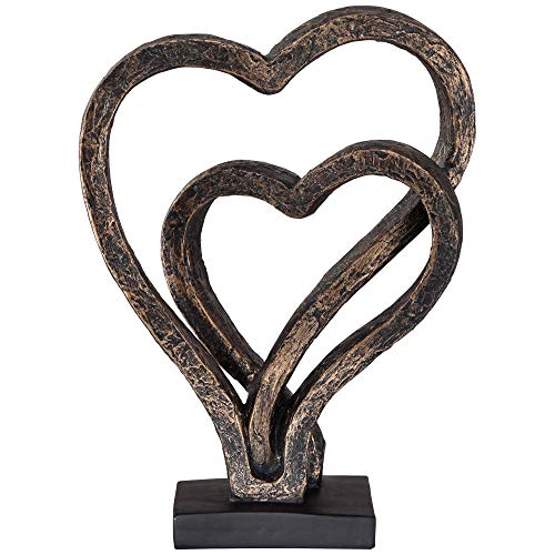 Escultura corazones entrelazados acabado bronce 29.8 cm miniatura 1