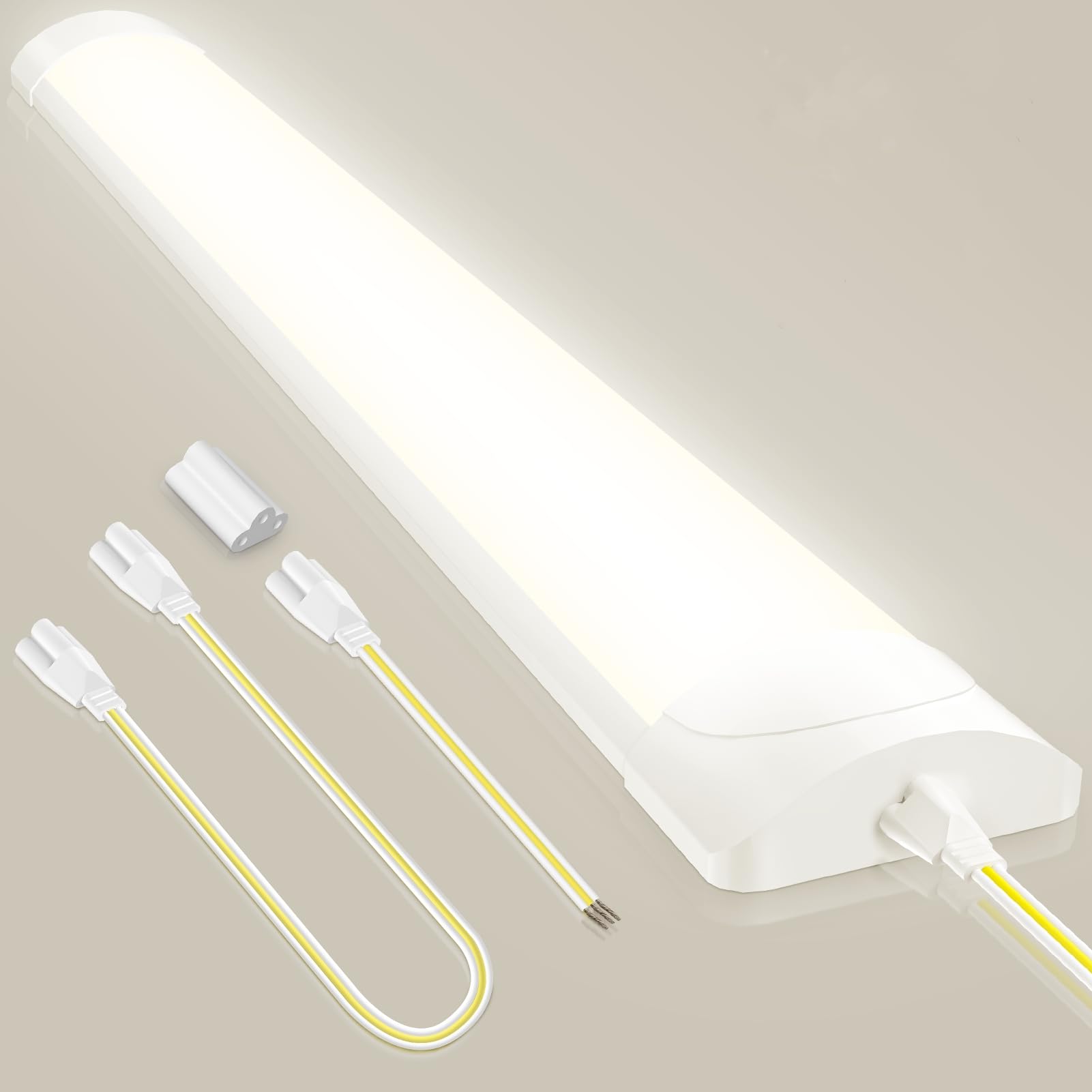 Litglobe 3FT 90cm LED Batten Light,4500K Neutral White LED Tube Light,30W Linkable Fluorescent Lights,3000LM Super Bright Strip Lights,Hanging or Surface Mounted Ceiling Lighting for Office Garage