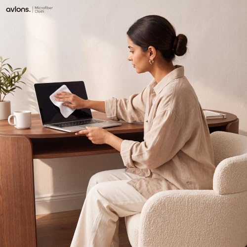 Image of Avlons Premium Gadget Display Polishing Cloth | 0.2 mm Ultra Fine 10 GSM Microfiber, Screen & Lens Cleaning Cloth for Laptop, Mobile, Tablet, Monitor, TV & Camera Lens | Lint Free 4 Reusable Cloth