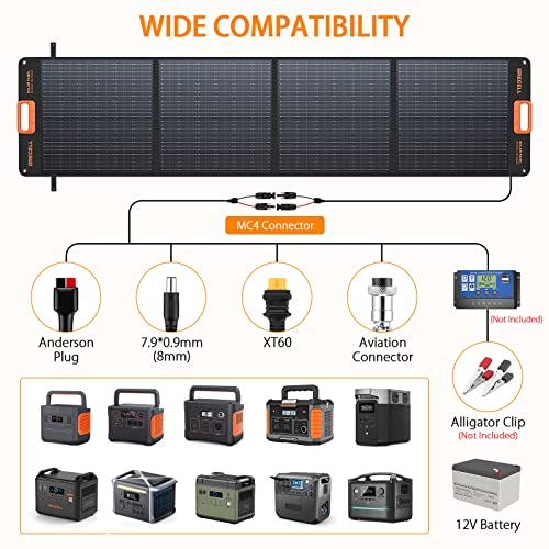 Grecell 200W Portable Solar Panel For Power Station, Foldable Solar Charger W/ 4 Kickstands, Ip65 Waterproof Solar Panel Kit W/Mc-4 Dc Xt60 Anderson Aviation Output For Outdoor Rv Camper Blackout #TOP2
