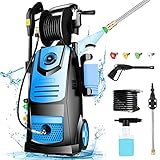 Electric Pressure Washer, Professional Electric Pressure Cleaner Machine with 4 Nozzles, Foam Cannon, 1800W High Power Washer with Soap Tank, IPX5 Car Wash Machine/Car/Driveway/Patio Clean