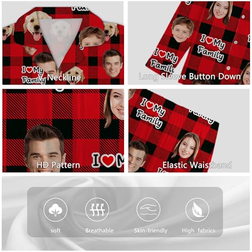 Personalized Family Matching Pajamas Set Custom Funny Face Pajamas For Women Men Long Sleeve Button Down Photo Pjs Gifts3
