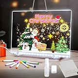 Tablero Acrílico Luminoso con Mensaje LED, Pizarra Acrílica con 7 Bolígrafos de Colores y Soporte, Panel de Dibujo y Escritura, Ideal para Restaurantes, Bares, Hogar y Oficina (30x20 cm)