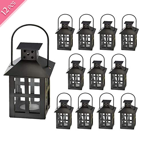 Kate Aspen Decorative Lanterns - 12pcs - Distressed Metal Vintage Mini Wedding Lantern