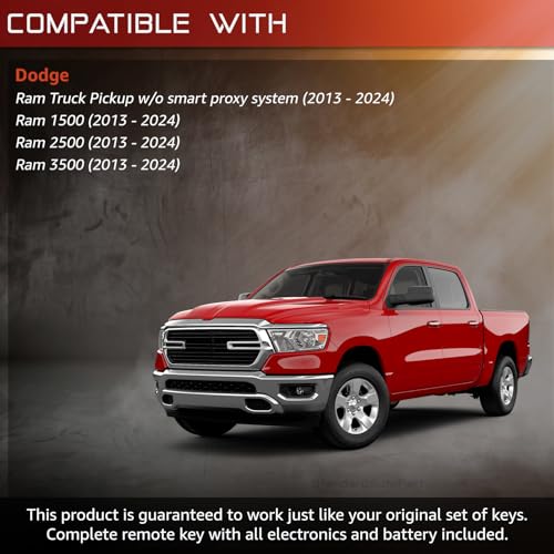 Mando a distancia Ram 1500 repuesto de llave con arranque remoto para modelos 2013 a 2018 3