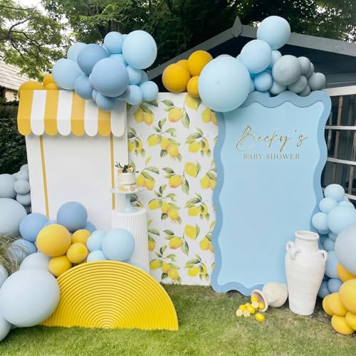 Image of Blue and Yellow Balloons, Lemon Theme Balloons 12 Inch Pastel Blue Balloons