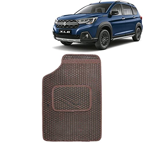 Image of Kingsway Dotted Design Car Floor Foot Mats Universal Fit for Maruti Suzuki XL6, Model Year : 2022 Onwards, Water and Dustproof, Color Brown, Set of 5 Pieces