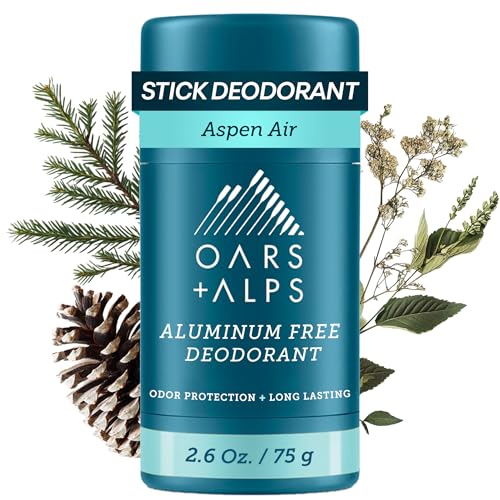 Oars + Alps Aluminum Free Deodorant for Men | Long Lasting Odor Protection Clear & Free of White Residue Anti-Chafing Smooth Glide Dermatologist Tested Aspen Air 1pk 2.6oz