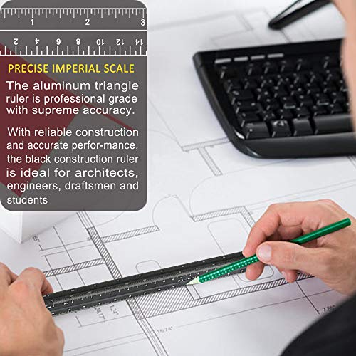 Architectural Scale Ruler, 12" Aluminum Architect Scale, Triangular Scale, Scale Ruler For Blueprint, Triangle Ruler, Drafting Ruler, Architect Ruler, Metal Scale Ruler, Architecture Ruler #TOP5