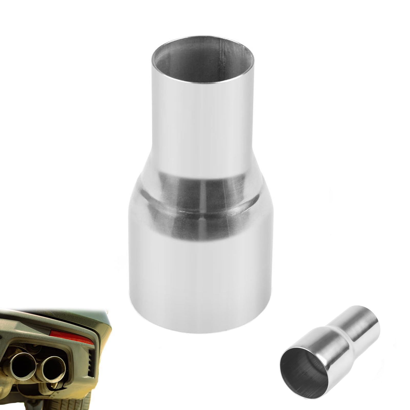 Riduttore Scarico Inox Universale, Adattatore Conico Lucido, Adattatore Scarico Moto, Adattatore Marmitta Moto, Adattatore Per Tubo Di Scarico Auto, Raccordo Tuning Auto Moto (51mm-76mm)