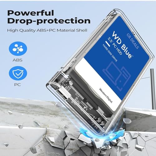 Image of 2.5 Inch SATA to USB 2.0 Micro B HDD Solid State Disk Enclosure Home Office Desktop PC ABS Plastic Hard Drive Case Computer Accessories Transparent