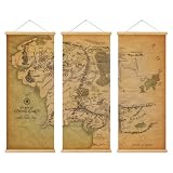 Middle Earth Landscape Wall Art Prints Canvas PaintingFantasy Posters, Wall Pictures, For Travel Gift, Canvas Art with Frames, For Office Home Decor Bedroom Living Room Wall Decor. (16'L x 12'W, Treasure Hunt Map)