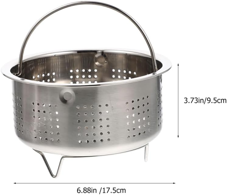 Stainless Steel Steamer Basket 6.88 X 6.88 X 3.74 in Rice Cooker Insert for Steam Cooking Food Steaming Rack for Ramen Pasta Soup Cereal Oatmeal