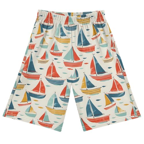 ALAZA Cartoon Boat Pajama Shorts Sleep Shorts Pant Lounge Pajama Bottoms Elastic Waist with Pockets