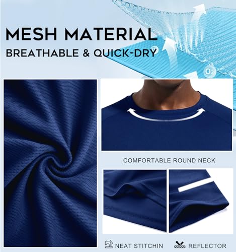 Image of Men's Quick-Dry Sportswear T-Shirts,4 /6 Pack Breathable Moisture Wicking Gym Tops for Training & Workout,Short Sleeve Tees