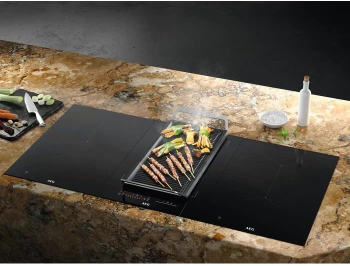 AEG Induction Hob control panel showing power levels and lock