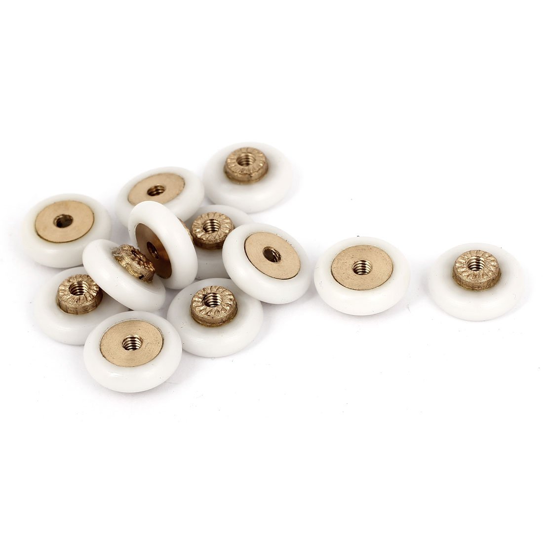 Uxcell White, Gold Tone Sourcingmap 18Mm Dia Sliding Pulleys Glass Shower Door Rollers Wheel Runners 12Pcs