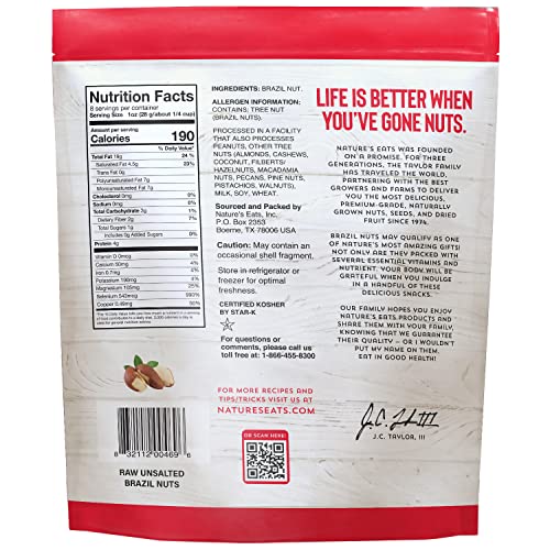 Nature’s Eats Organic Raw Brazil Nuts-Whole Unsalted Superfood Snack from Brazil-Heart Healthy,Keto,Vegan - High in Selenium and Protein - Perfect for Baking, Trail Mix, or Snacking, 8 oz (Pack of 2) image 5