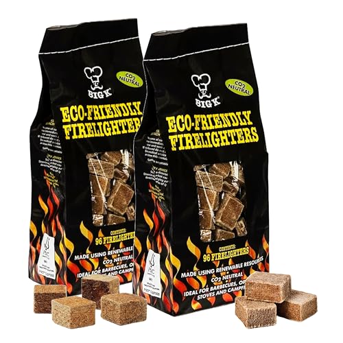 Eco-Friendly Wood Fire Lighters - Pack of 2 x 96 Easy & Quick Lighting Natural Firelighters Cubes for Charcoal, Briquettes, Wood Burners. Fire Cubes are the Best Barbeque Accessories