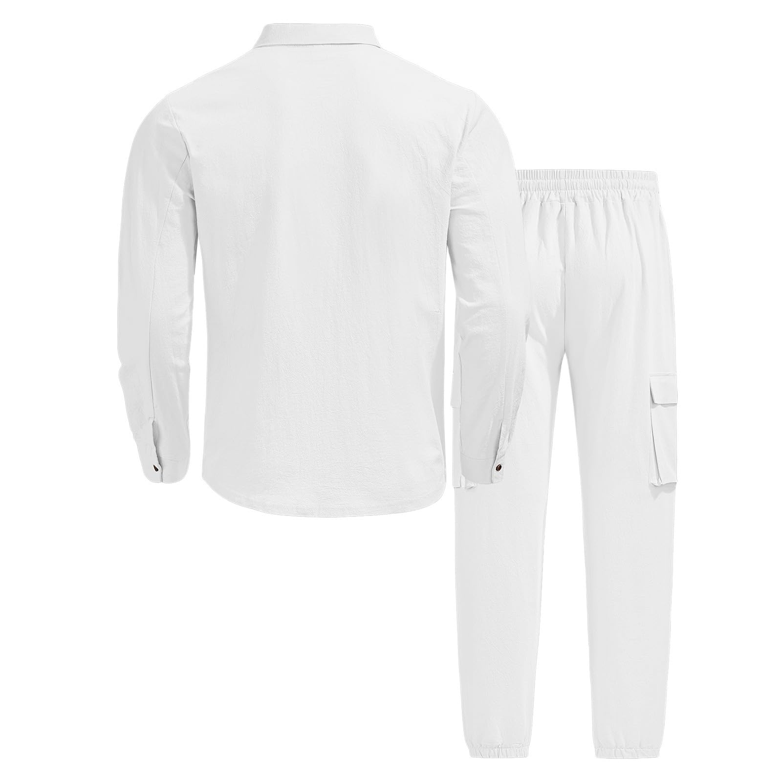 Herren Leinenanzug-Set, lässiges Langarmhemd mit Arbeitshose, bequemes atmungsaktives Outfit, ideal für Alltag, Partys und Urlaub_1