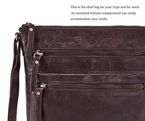 Wise Owl Accessories Small Crossbody Bags for Women Real Leather Purse & Handbags Crossover Over the Shoulder Pocketbook Handmade Gift (Coffee Multi-Wax) - Thumbnail 6