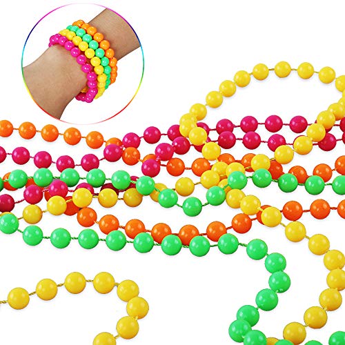 Kulannder 80s Fancy Dress Costume Accessories For Women And Girls, Retro Women Dresses Party With Neon Rainbow Dress Glove Neon Bracelets Necklaces Lace Bow Headband For 80s Party (6 Pieces) - Image 5