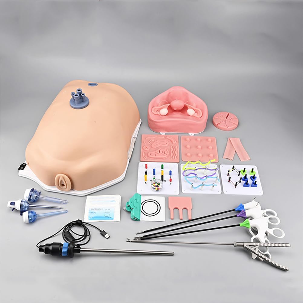 Simulador de Laparoscopia para Entrenamiento de Operaciones Versión Ginecológica,Neumoperitoneo Suave, Caja de Entrenamiento con 10 Módulos, 4 Instrumentos, Cámara de Alta Definición 1080P