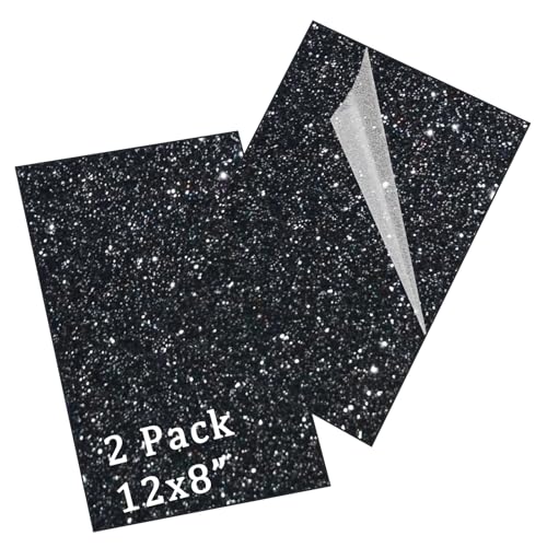 Image of Glitter Acrylic Sheets, Black, 12 inchx8 inch, 2 Pack, 1 /8 inch Thick | 3mm Cast Sparkly Acrylic, For Laser Cutting, For Engraving, Invitation Blanks, Signs & Festival Decorations