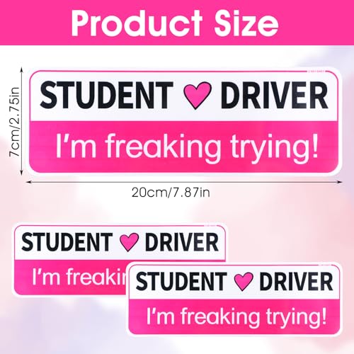 Image of JIEYAO 2Pcs Student Driver Magnet for Car, Removable Novice Driver Safety Attention Sign, I'm Freaking Trying! Magnetic Car Sticker Reflection Magnetic Bumper Stickers for New Student Learner Driver
