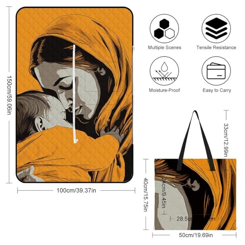 Couverture pique-nique imperméable pliable avec zip anti-humidité sol