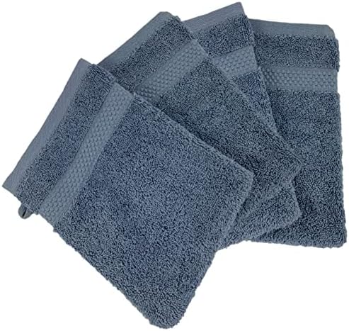 Sue Rossi Face Cloth Wash Mitt Set, 100% Organic Turkish Combed Cotton, 600GSM Thick With Hanging Loop, Size 16cm x 21cm, Flannel Glove Pack Soft & Absorbent (Silver Grey, 4)