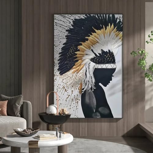 Décorer un grand mur vide avec une toile d'art africain abstrait noir